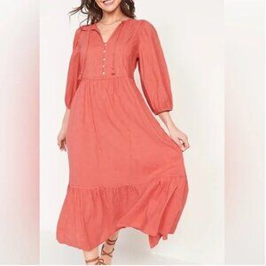 Old Navy All-Day Maxi Swing Dress Sugar Poppy Size LT Cottagecore Peasant‎